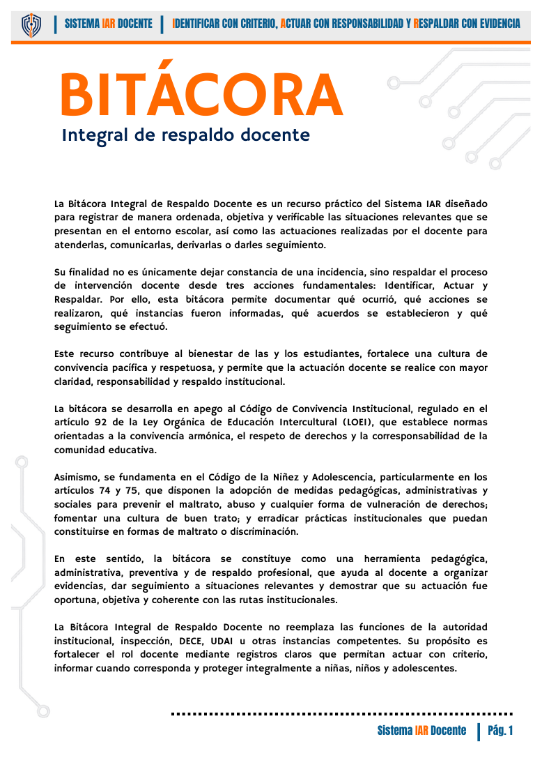 Bitácora IAR, página de muestra 2